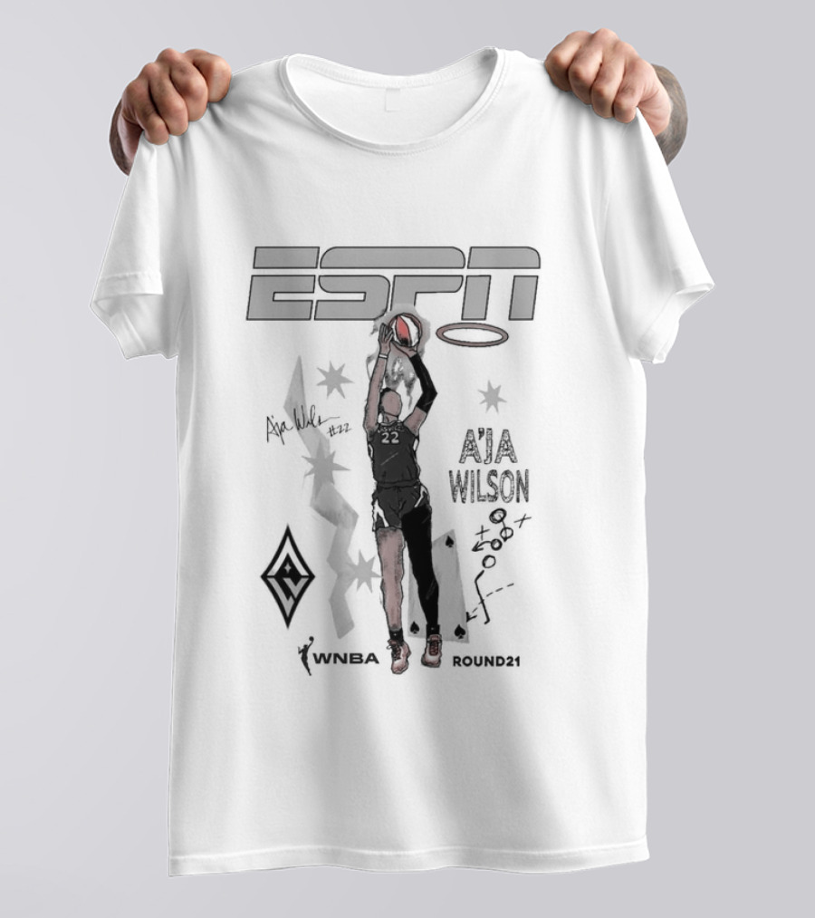 A'ja Wilson Las Vegas Aces ESPN Round21 Player T-Shirt