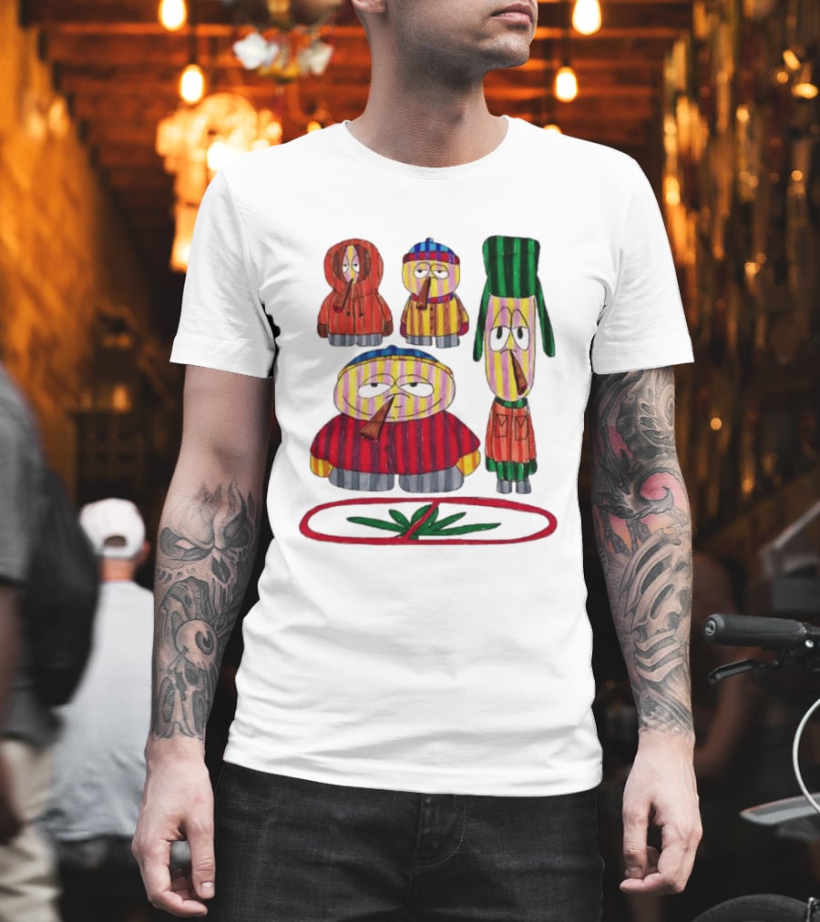 Cartman Stan Kyle Kenny South Park Characters Smoking No Weed Prohibition T-Shirt