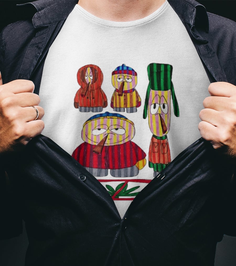 Cartman Stan Kyle Kenny South Park Characters Smoking No Weed Prohibition T-Shirt