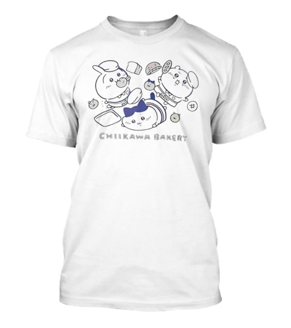 Chiikawa Bakery Kawaii Anime Characters With Pastry Accessories T-Shirt