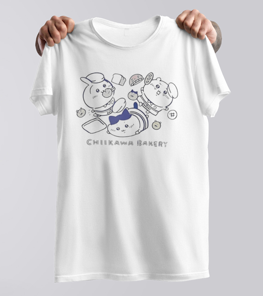 Chiikawa Bakery Kawaii Anime Characters With Pastry Accessories T-Shirt