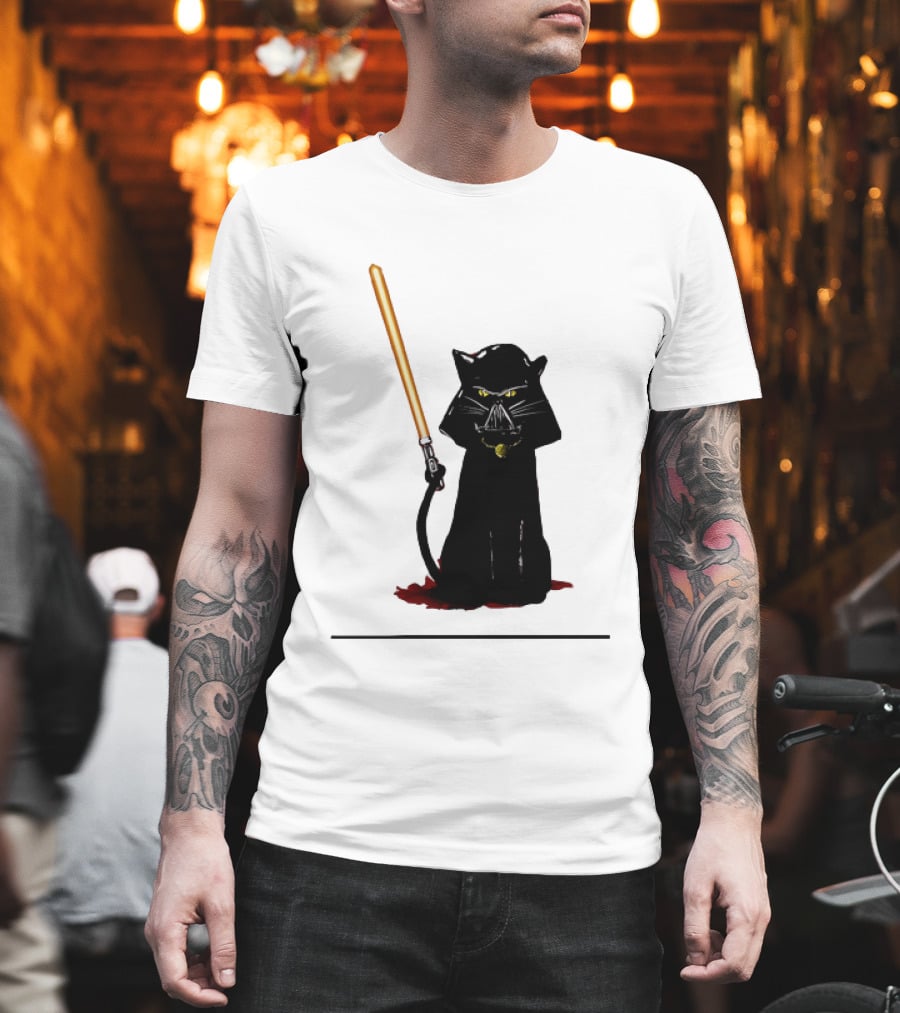 Darth Vader Cat Lightsaber Star Wars T-Shirt