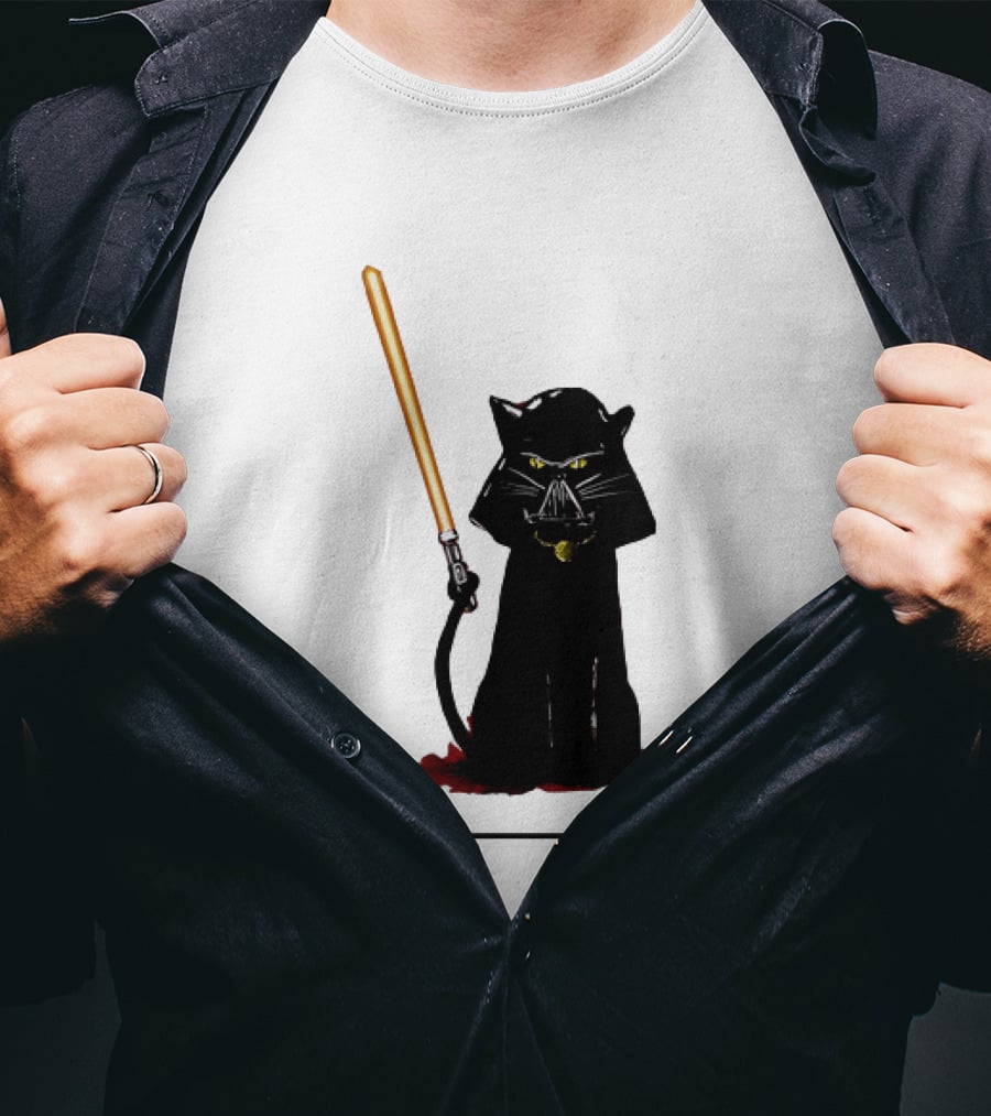 Darth Vader Cat Lightsaber Star Wars T-Shirt