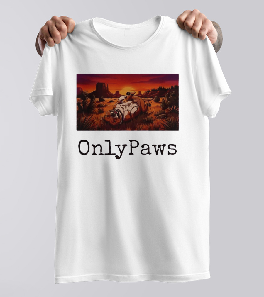 Desert Sunset Playful Pit Bull OnlyPaws Scenic Wonderland T-Shirt