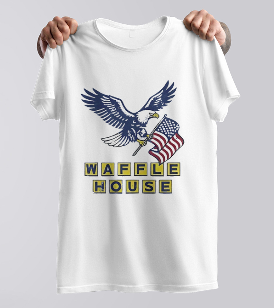 Waffle House Eagle Holding American Flag T-Shirt
