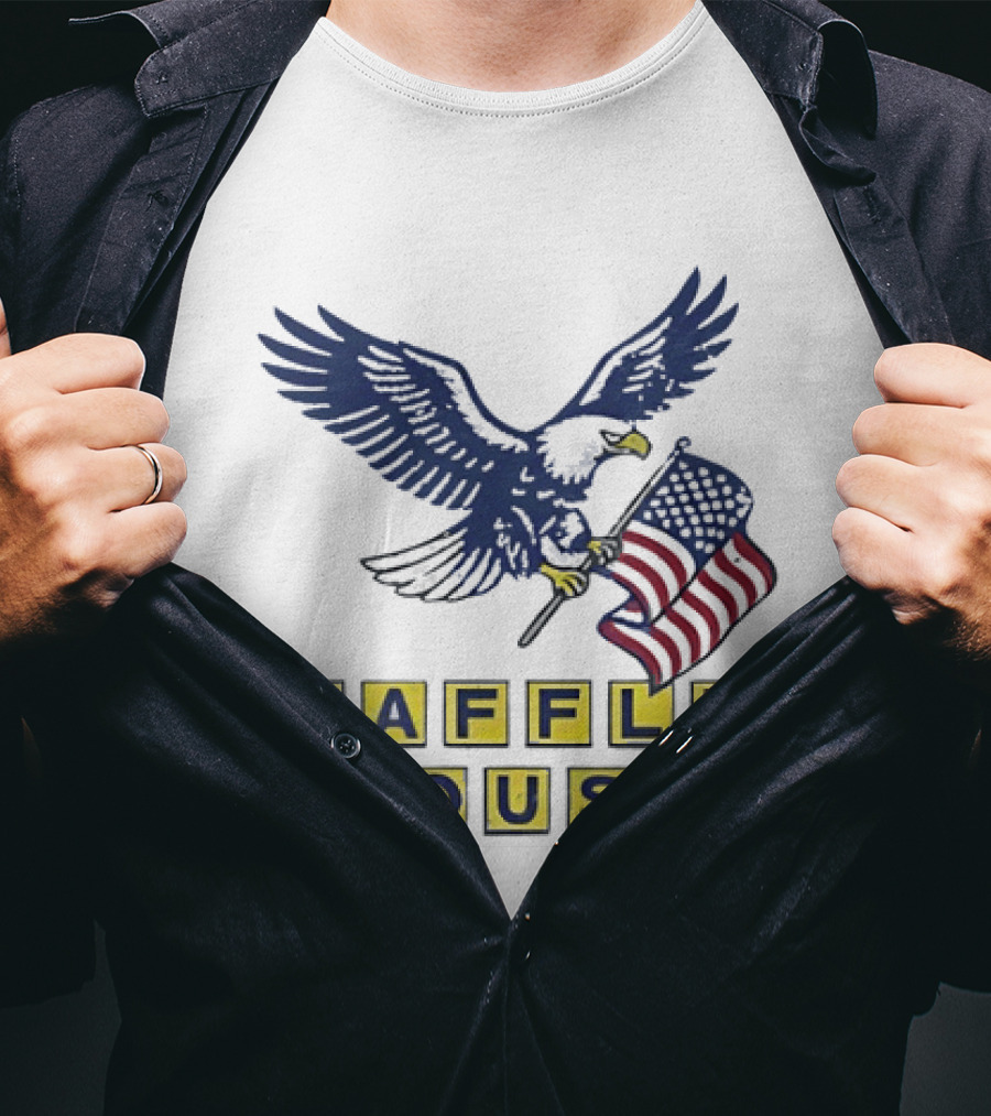 Waffle House Eagle Holding American Flag T-Shirt
