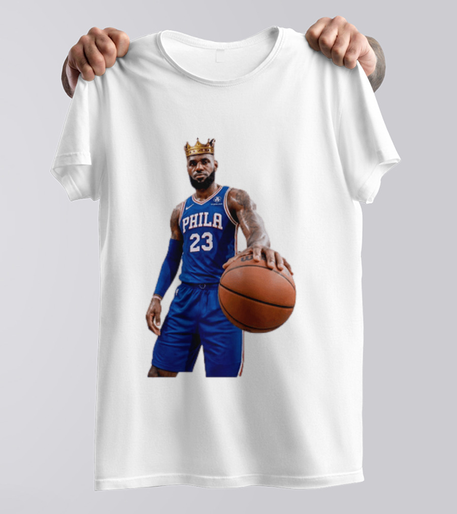 LeBron James King Crown Dribbling Philadelphia 76ers Basketball Player 23 Phila T-Shirt