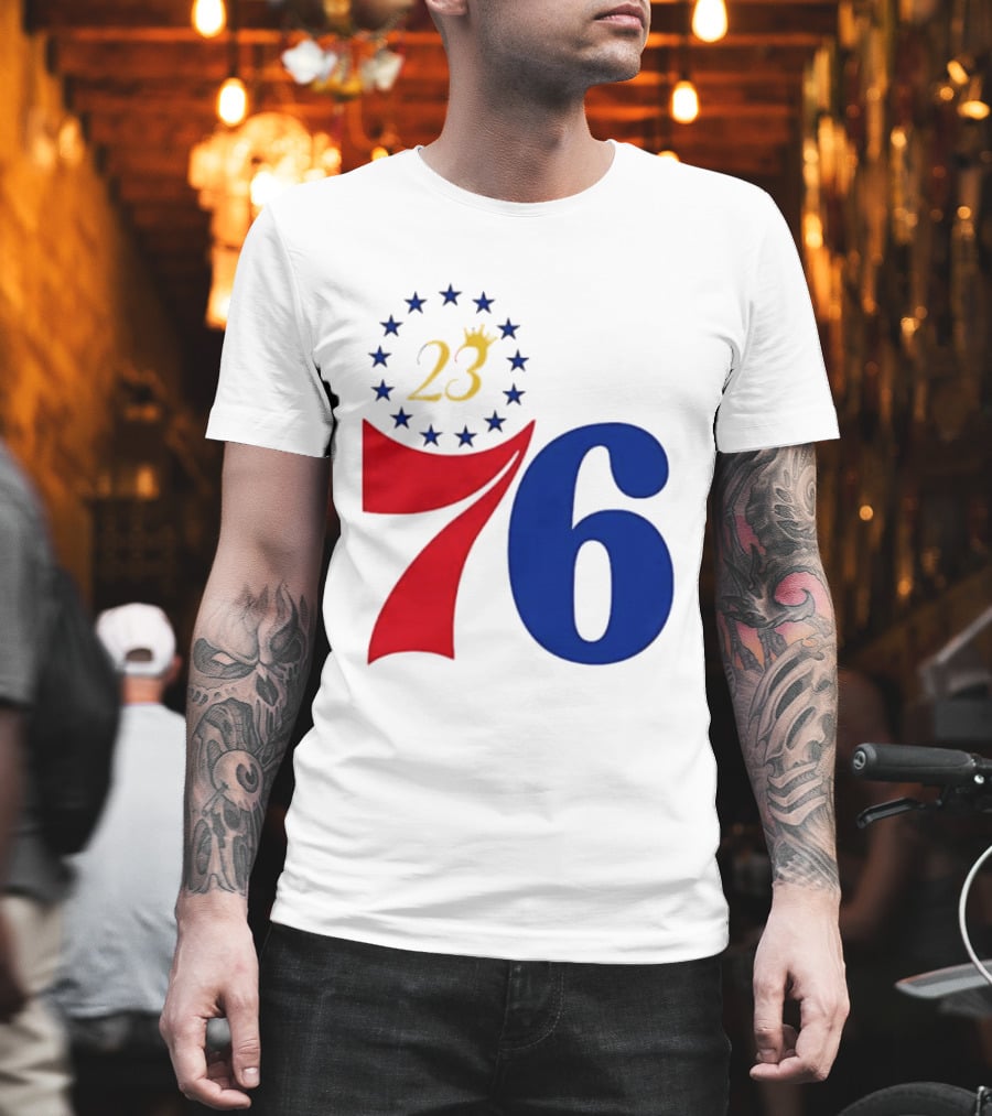 LeBron James 23 Philadelphia 76ers Inspired Number Stars T-Shirt
