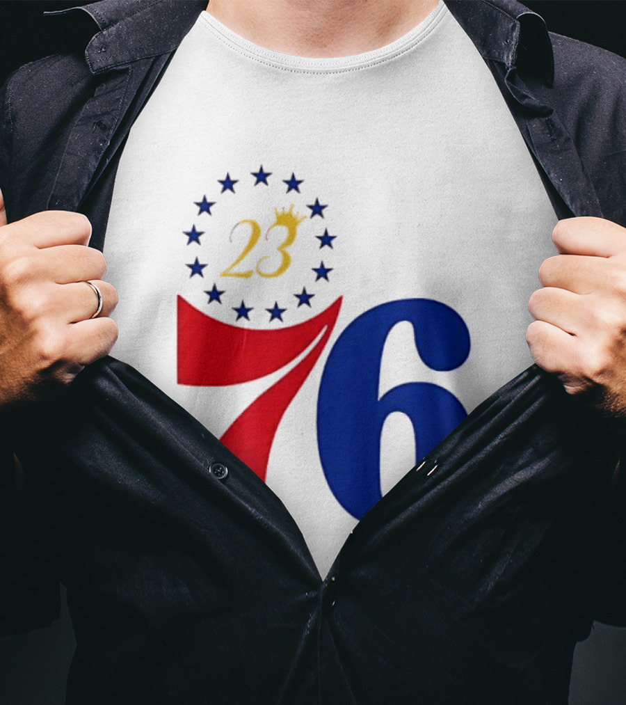 LeBron James 23 Philadelphia 76ers Inspired Number Stars T-Shirt