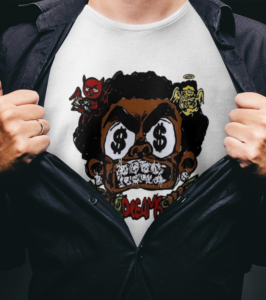 Dreams Money Cartoon Streetwear Dollar Eye Angel Devil T-Shirt