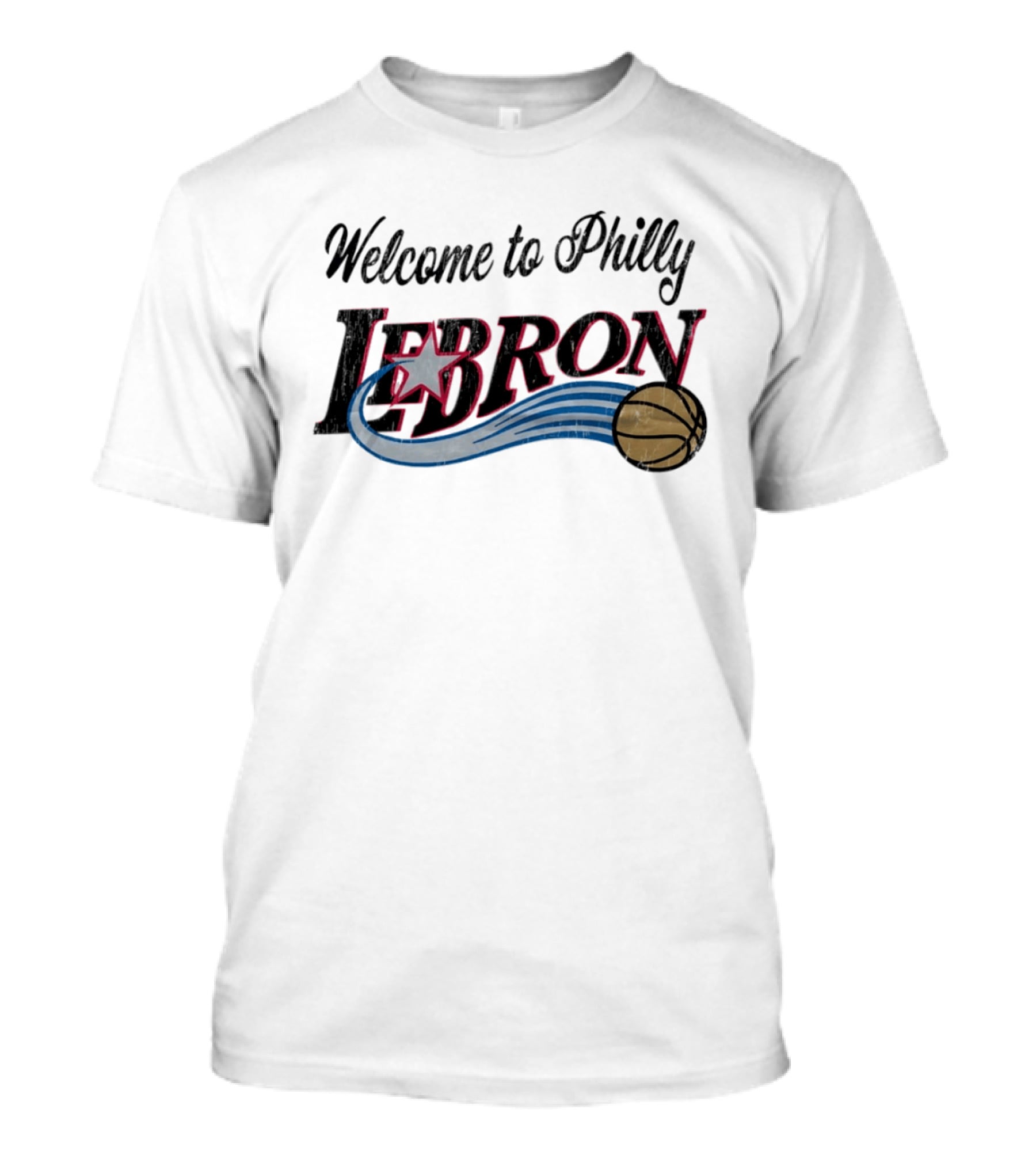 Welcome To Philly LeBron Basketball Star Distressed T-Shirt