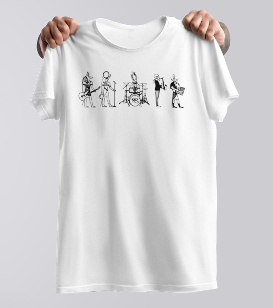 Egyptian Gods Musical Band Anubis Playing Instruments T-Shirt