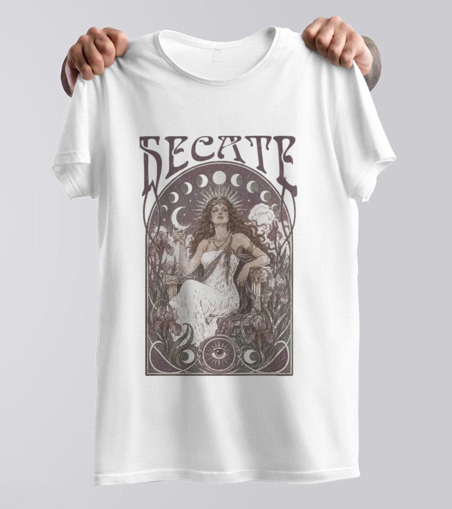 Hecate Goddess Moon Phases Magic Feminist Witch Pagan Crossroads Key Goth Grunge T-Shirt