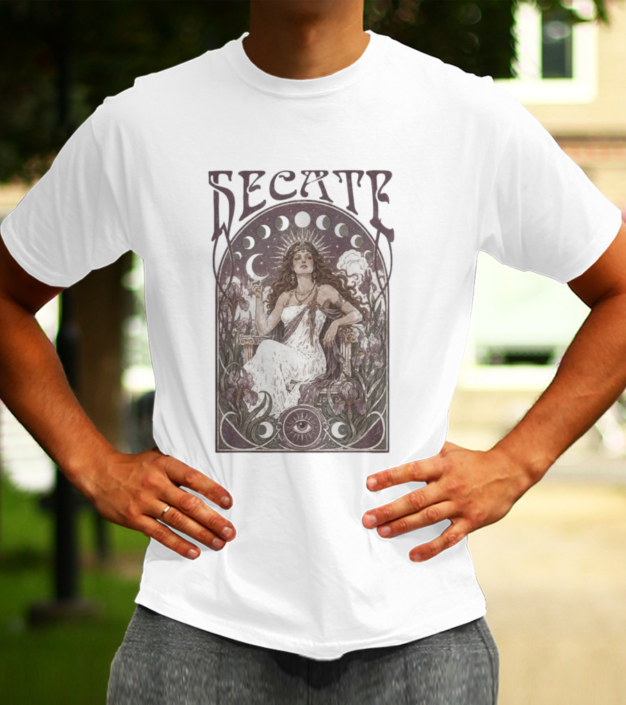 Hecate Goddess Moon Phases Magic Feminist Witch Pagan Crossroads Key Goth Grunge T-Shirt