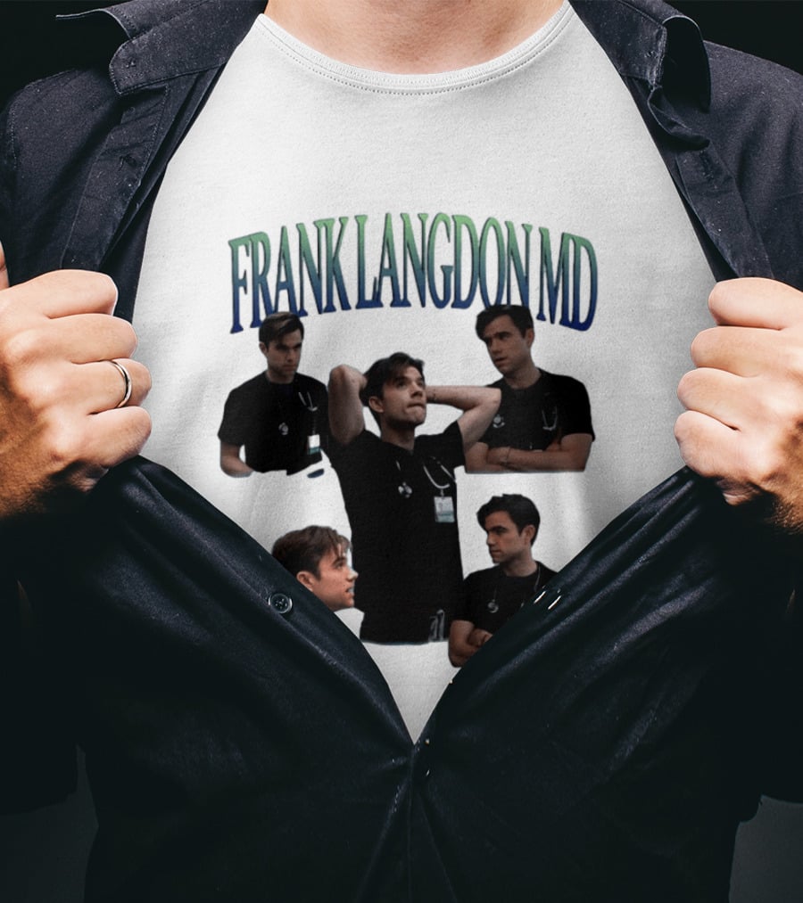 FRANK LANGDON MD Doctor Medical TV Show Character Stethoscope And ID T-Shirt