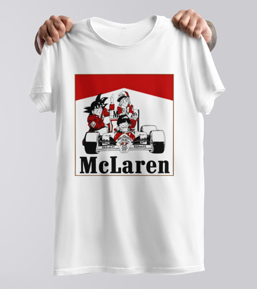 Goku Bulma Senbei McLaren Honda Marlboro Shell 27 Anime Racing Team Formula 1 T-Shirt