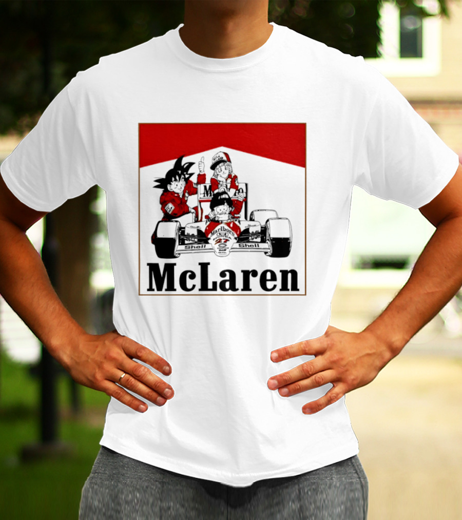 Goku Bulma Senbei McLaren Honda Marlboro Shell 27 Anime Racing Team Formula 1 T-Shirt