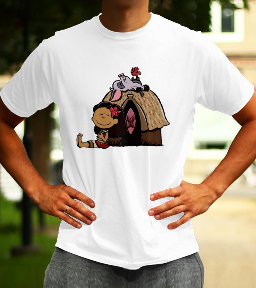 Moana Pua Heihei Peanuts Doghouse Cartoon T-Shirt