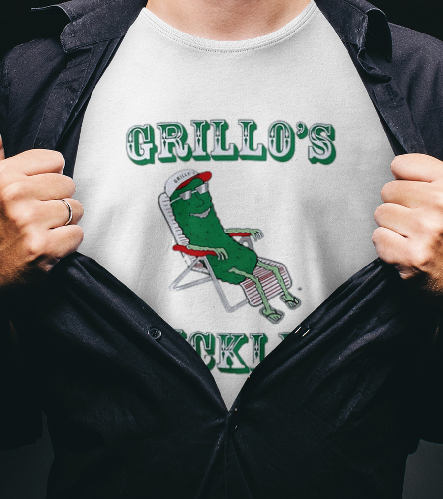 Grillo's Pickles Chill Pickle Relaxing In Chair T-Shirt