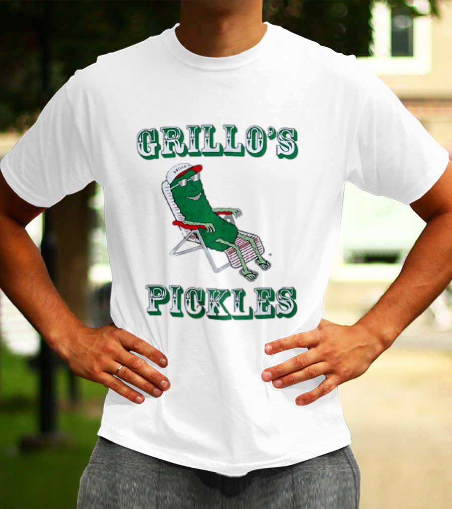 Grillo's Pickles Chill Pickle Relaxing In Chair T-Shirt