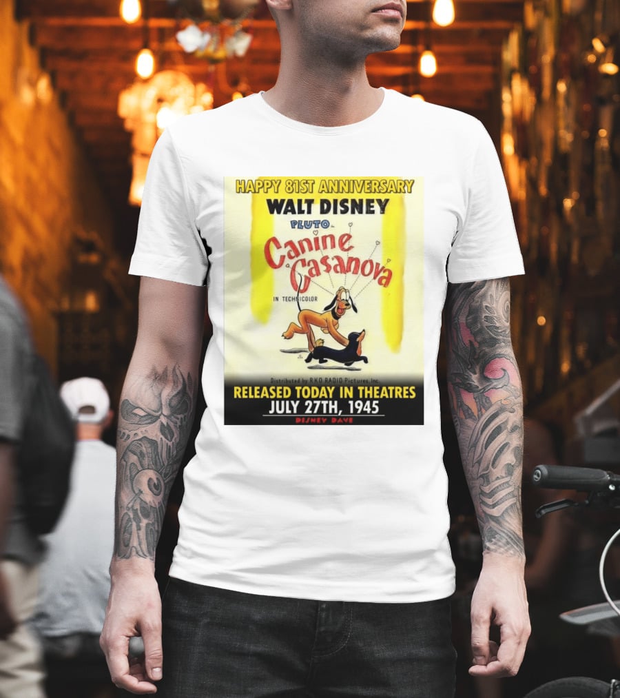 Walt Disney Pluto Canine Casanova 81st Anniversary Released July 27th 1945 T-Shirt
