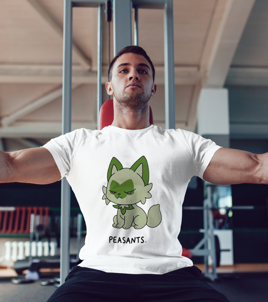 Sprigatito Peasants Meme Pokemon Cat Image Text Purr Delusion T-Shirt