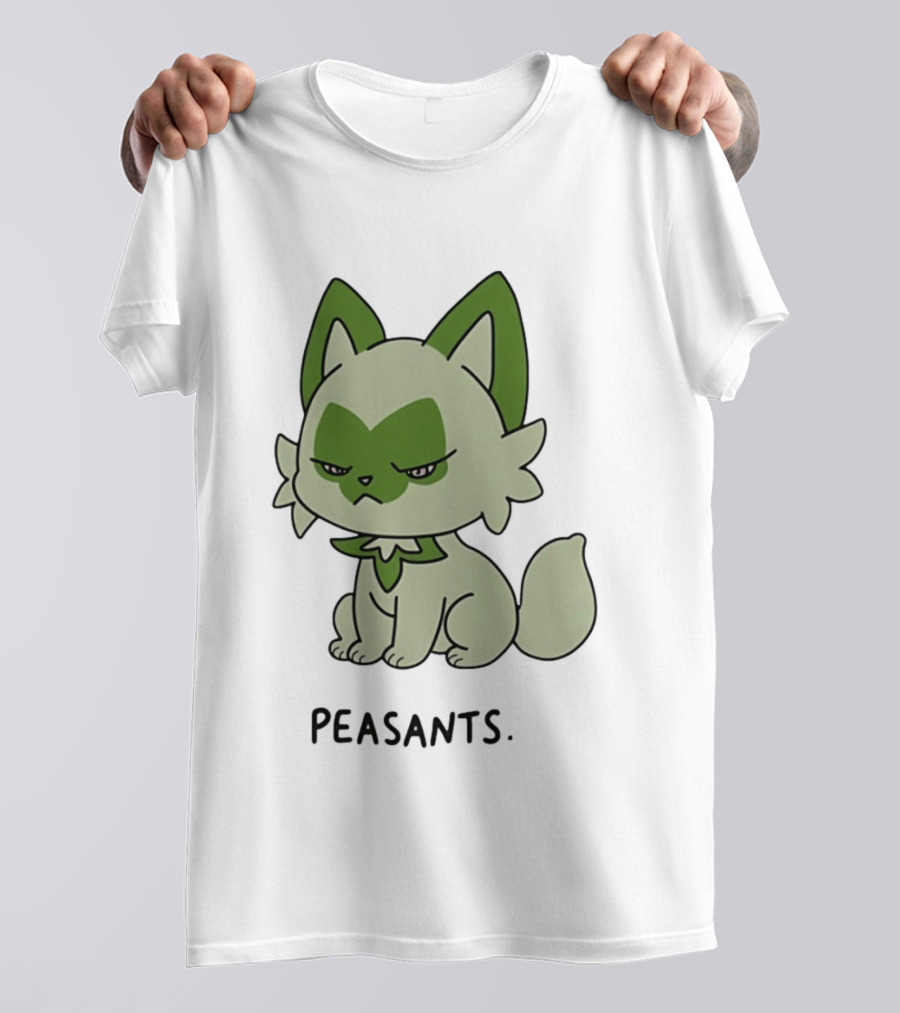 Sprigatito Peasants Meme Pokemon Cat Image Text Purr Delusion T-Shirt
