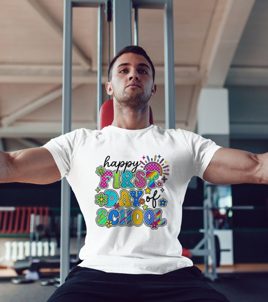 Happy First Day Of School Colorful Letter Collage T-Shirt