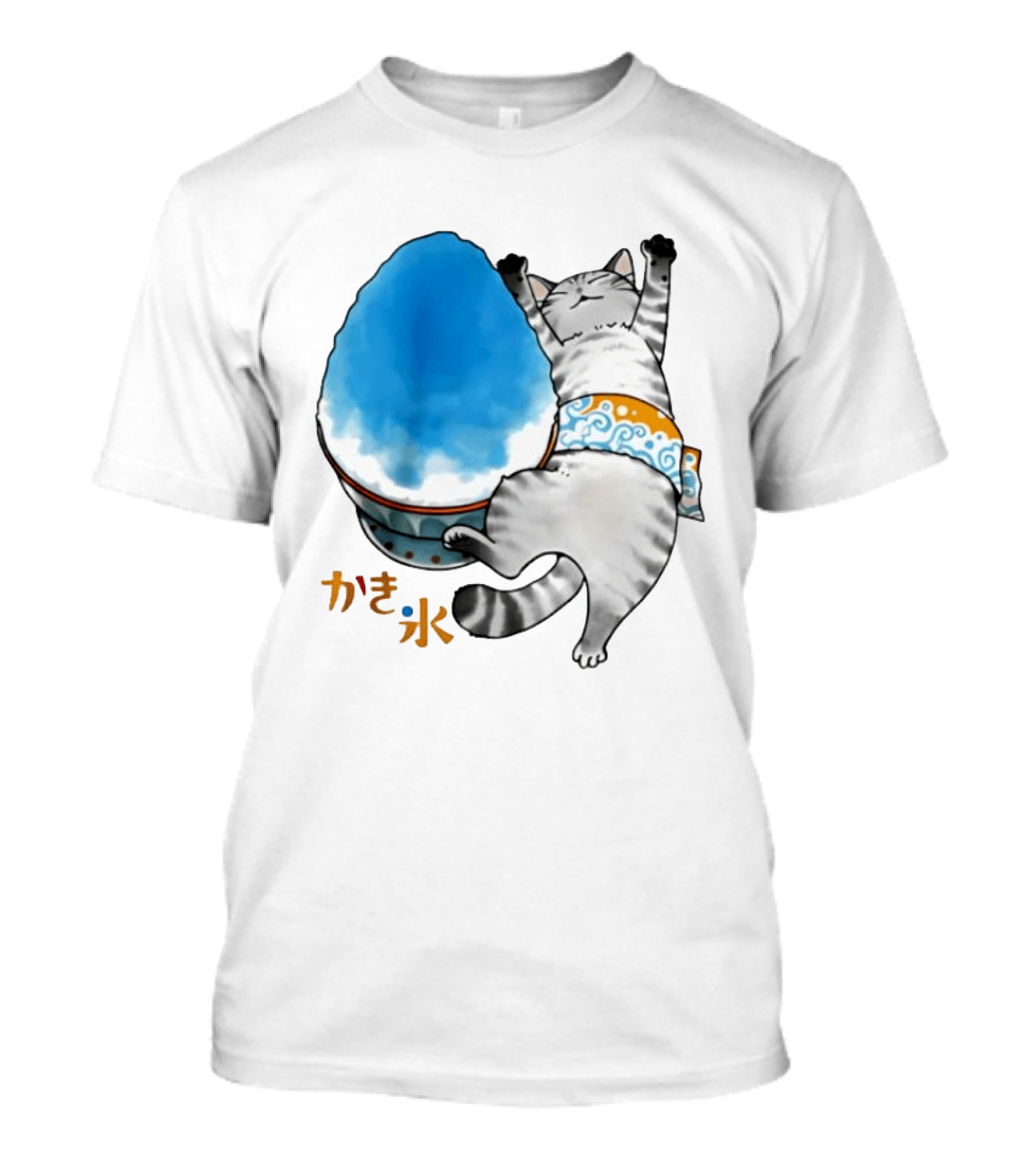 Tabby Cat Kakigori Shaved Ice Japanese Food Summer Relaxing Kaki Gori T-Shirt