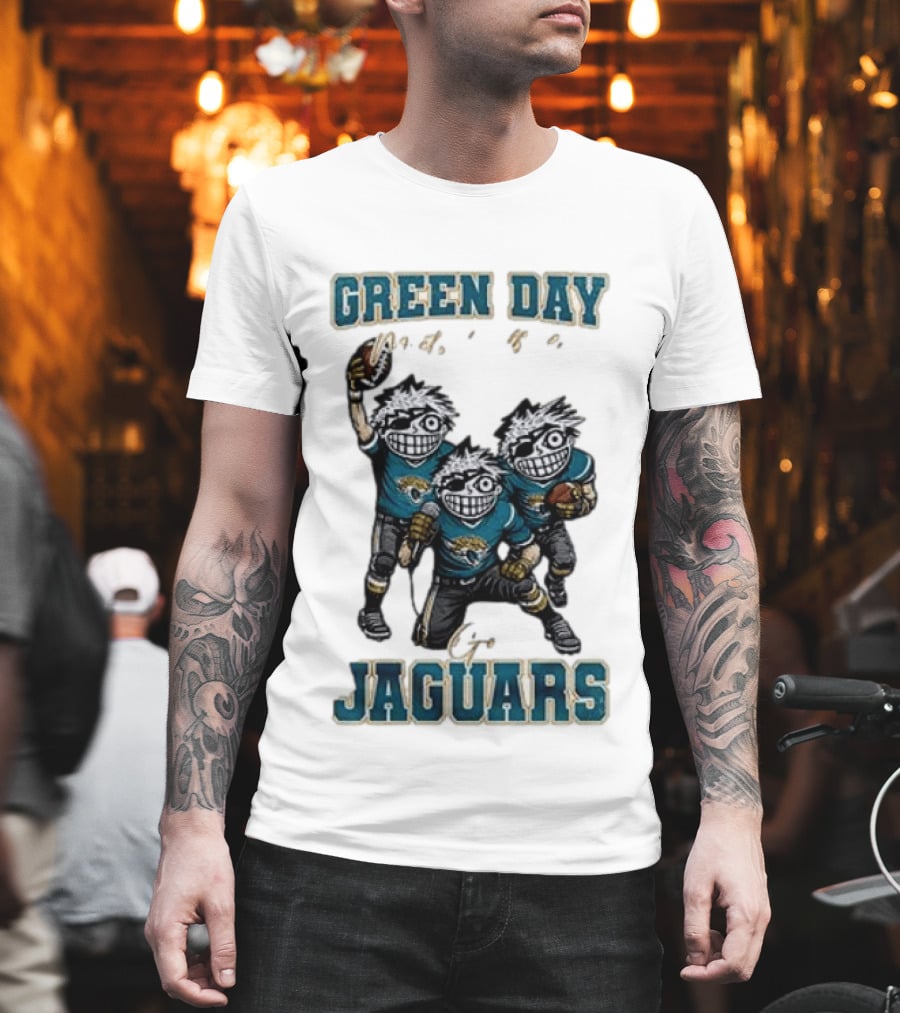 Green Day Jacksonville Jaguars Crossover With Football Characters T-Shirt
