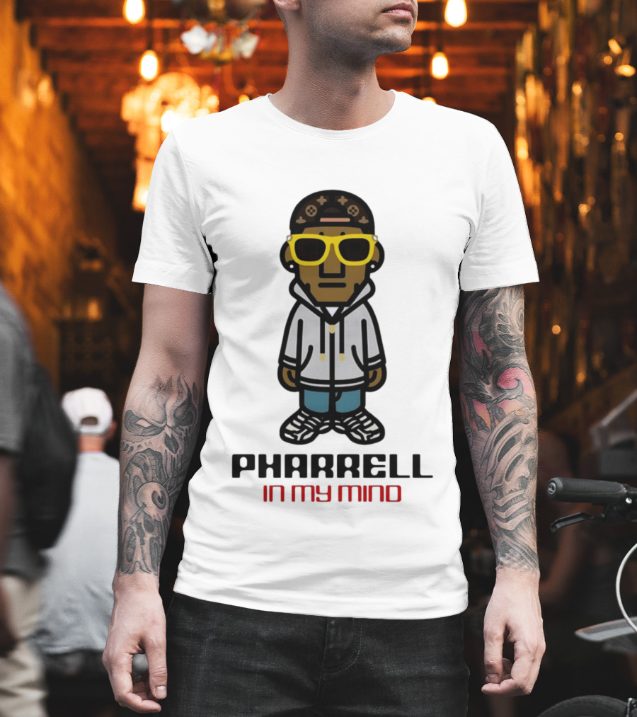 Pharrell In My Mind Cartoon Style Yellow Glasses T-Shirt