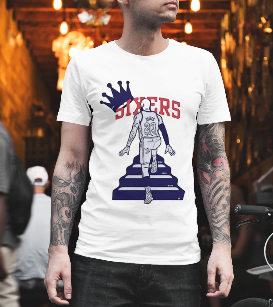 Philadelphia 76ers Sixers Lebron James Crowned Steps Silhouette 23 T-Shirt