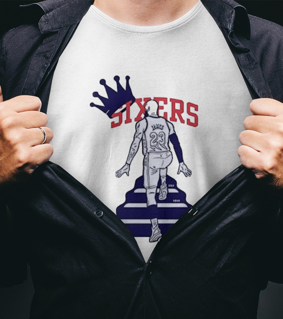 Philadelphia 76ers Sixers Lebron James Crowned Steps Silhouette 23 T-Shirt