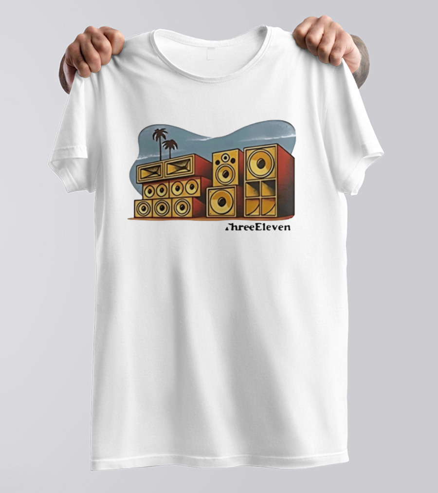 ThreeEleven Sound System Speaker Stack Reggae With Palm Trees T-Shirt