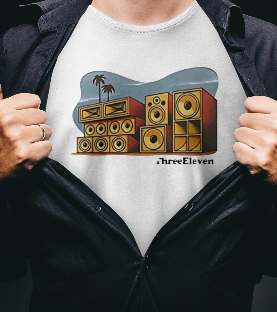 ThreeEleven Sound System Speaker Stack Reggae With Palm Trees T-Shirt