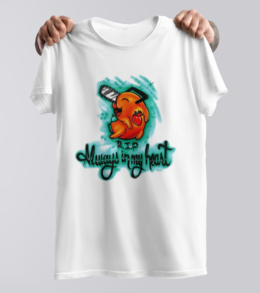 Pochita Chainsaw Man RIP Always In My Heart Memorial Anime T-Shirt