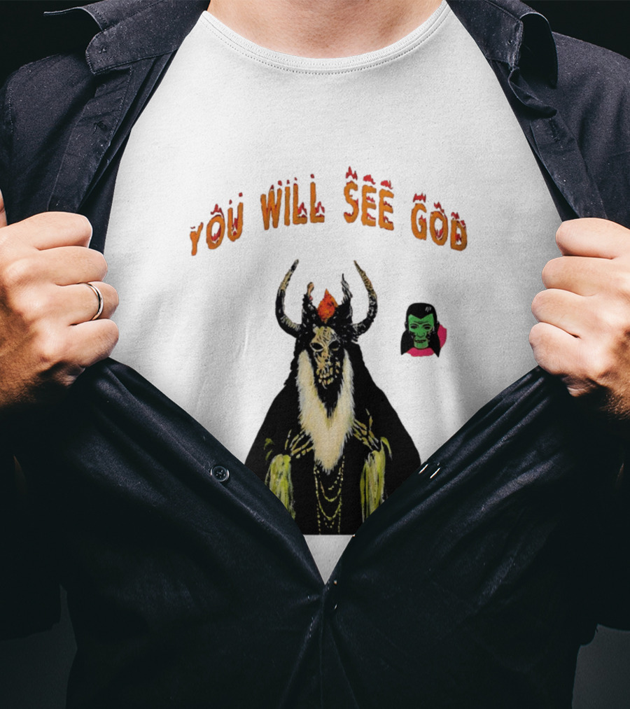 You Will See God Demon Occult Satanic Horror Green Masked Face T-Shirt