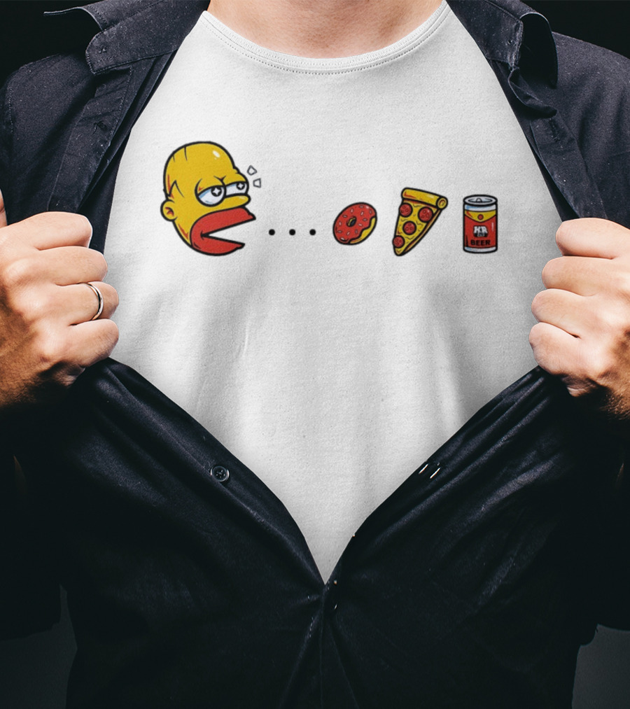 Simps Dad Pac Man Eating Donut Pizza And Beer T-Shirt