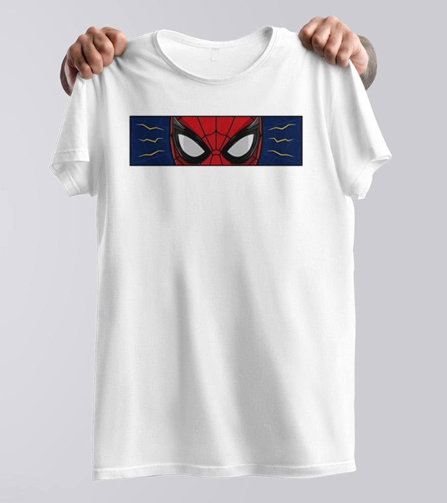 Spider Man With Great Power Comes Great Responsibility Marvel Superhero Mask Webbing T-Shirt