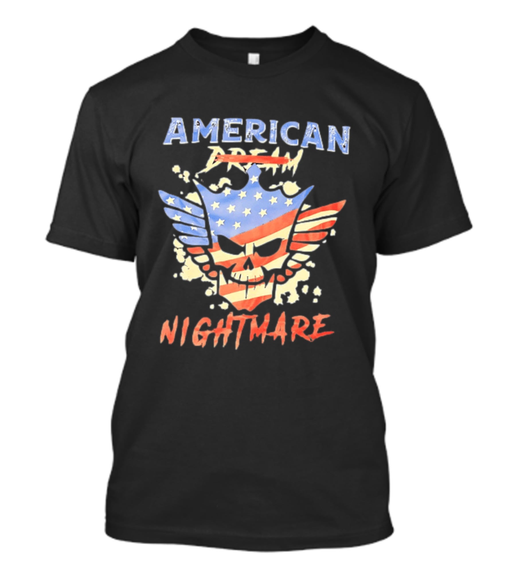 American Dream Nightmare Skull Patriotic Stars And Stripes T-Shirt