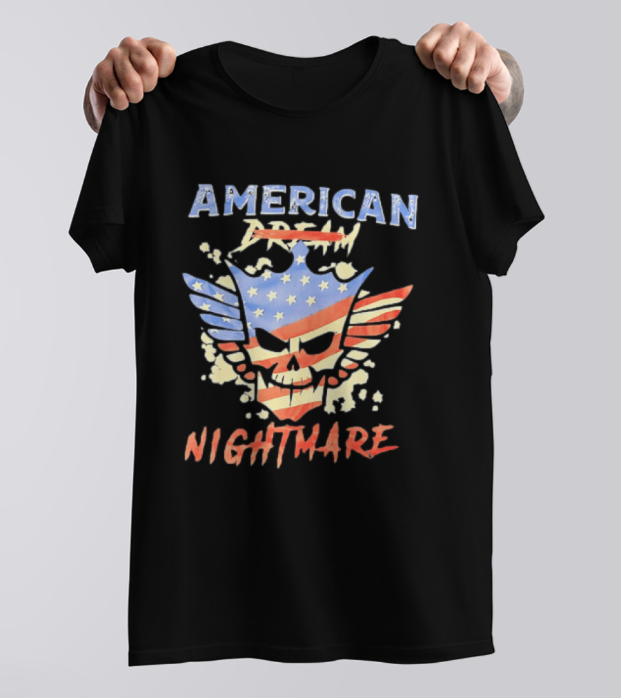 American Dream Nightmare Skull Patriotic Stars And Stripes T-Shirt