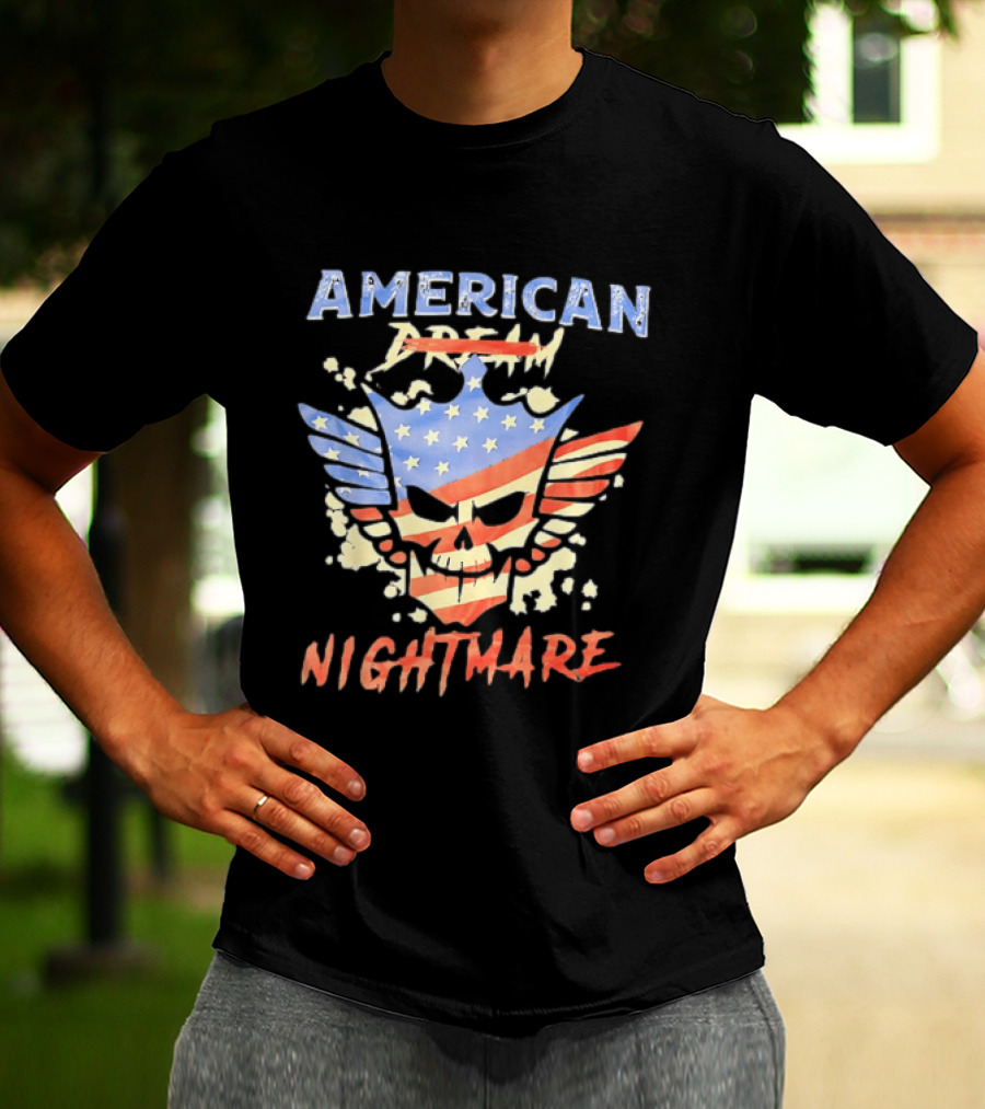 American Dream Nightmare Skull Patriotic Stars And Stripes T-Shirt