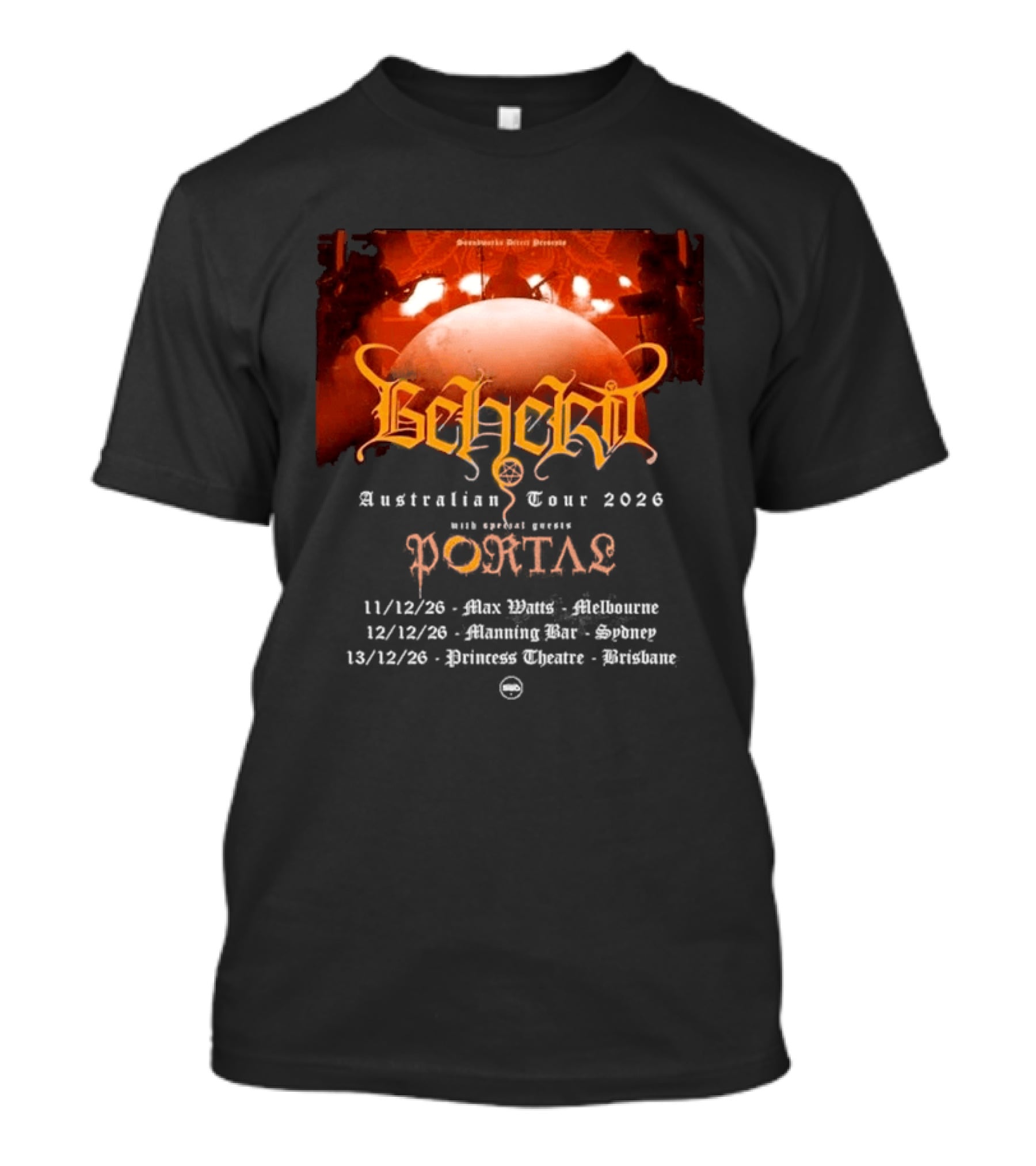 Sombre Dessein Beherit Australian Tour 2026 Special Guests Portal Tour Dates T-Shirt