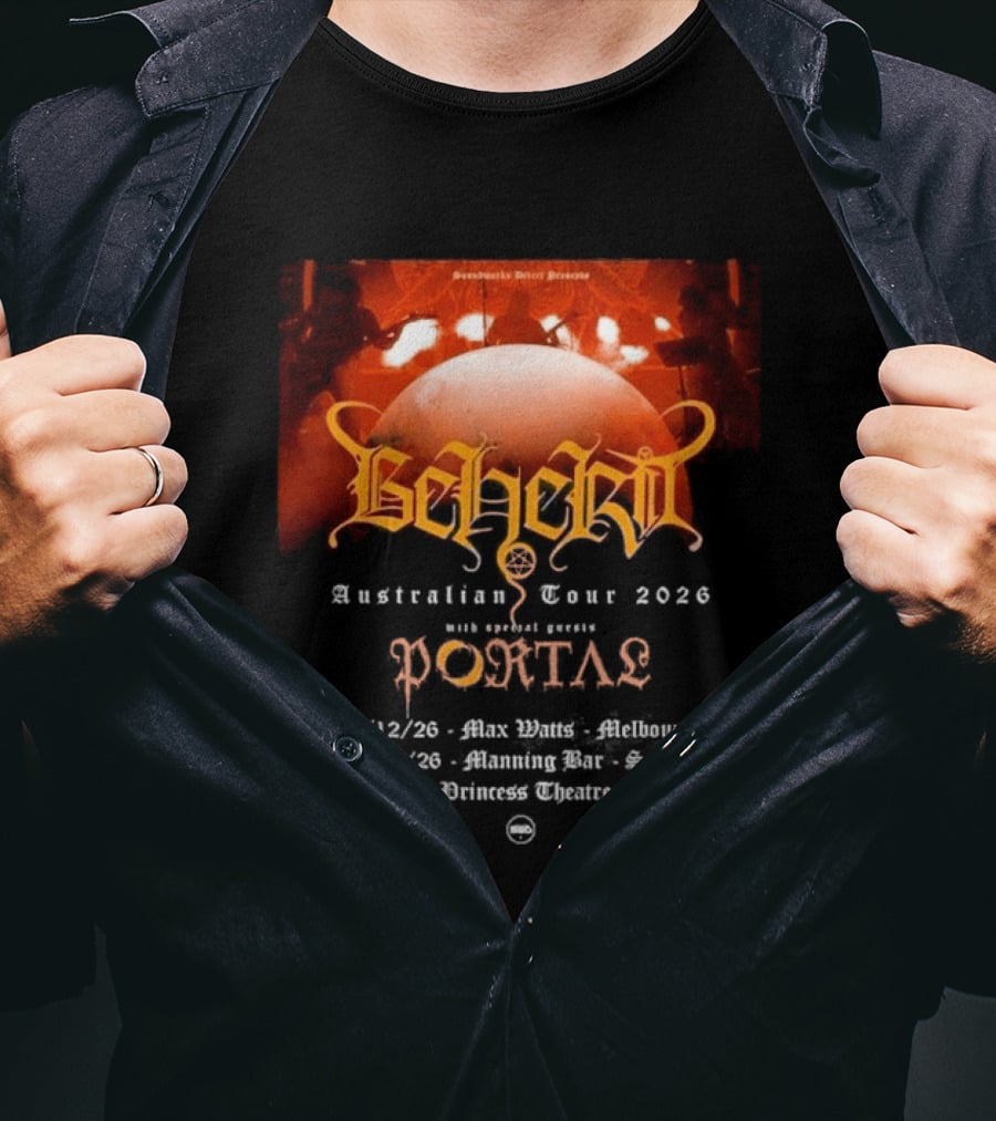 Sombre Dessein Beherit Australian Tour 2026 Special Guests Portal Tour Dates T-Shirt