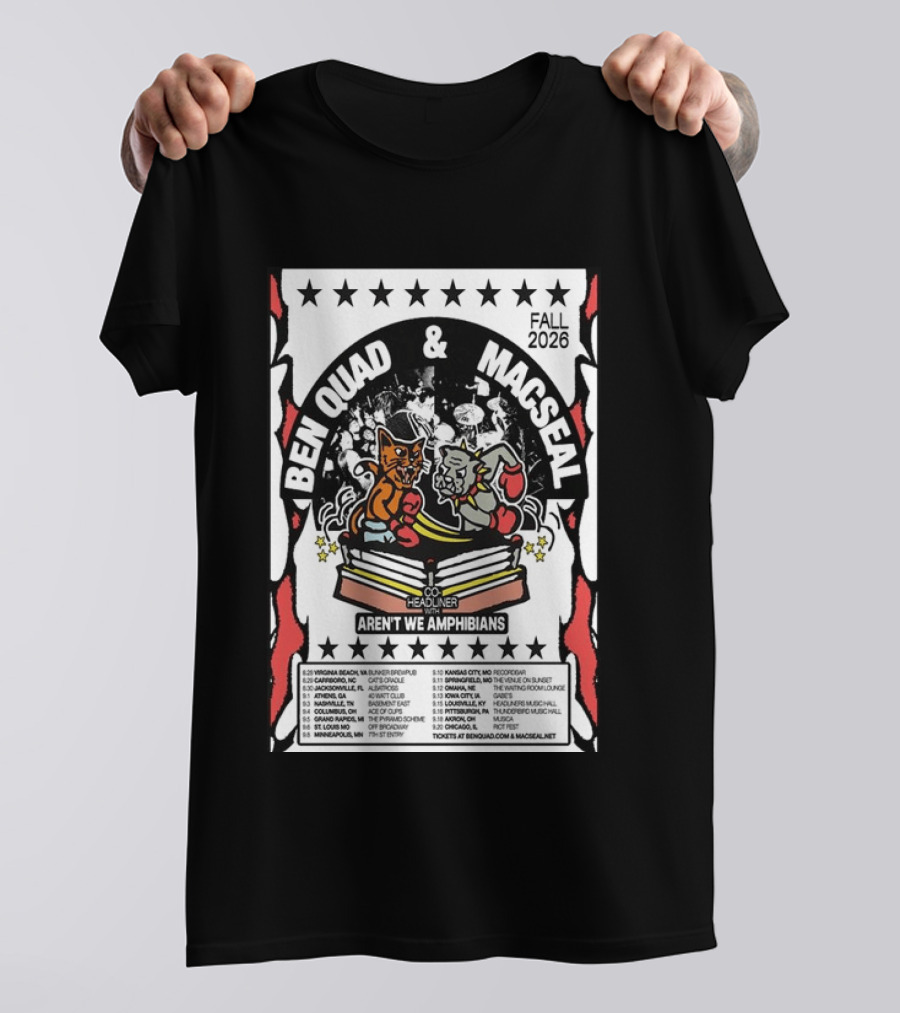 Ben Quad And Macseal Fall 2026 Tour Aren't We Amphibians Co Headliner T-Shirt