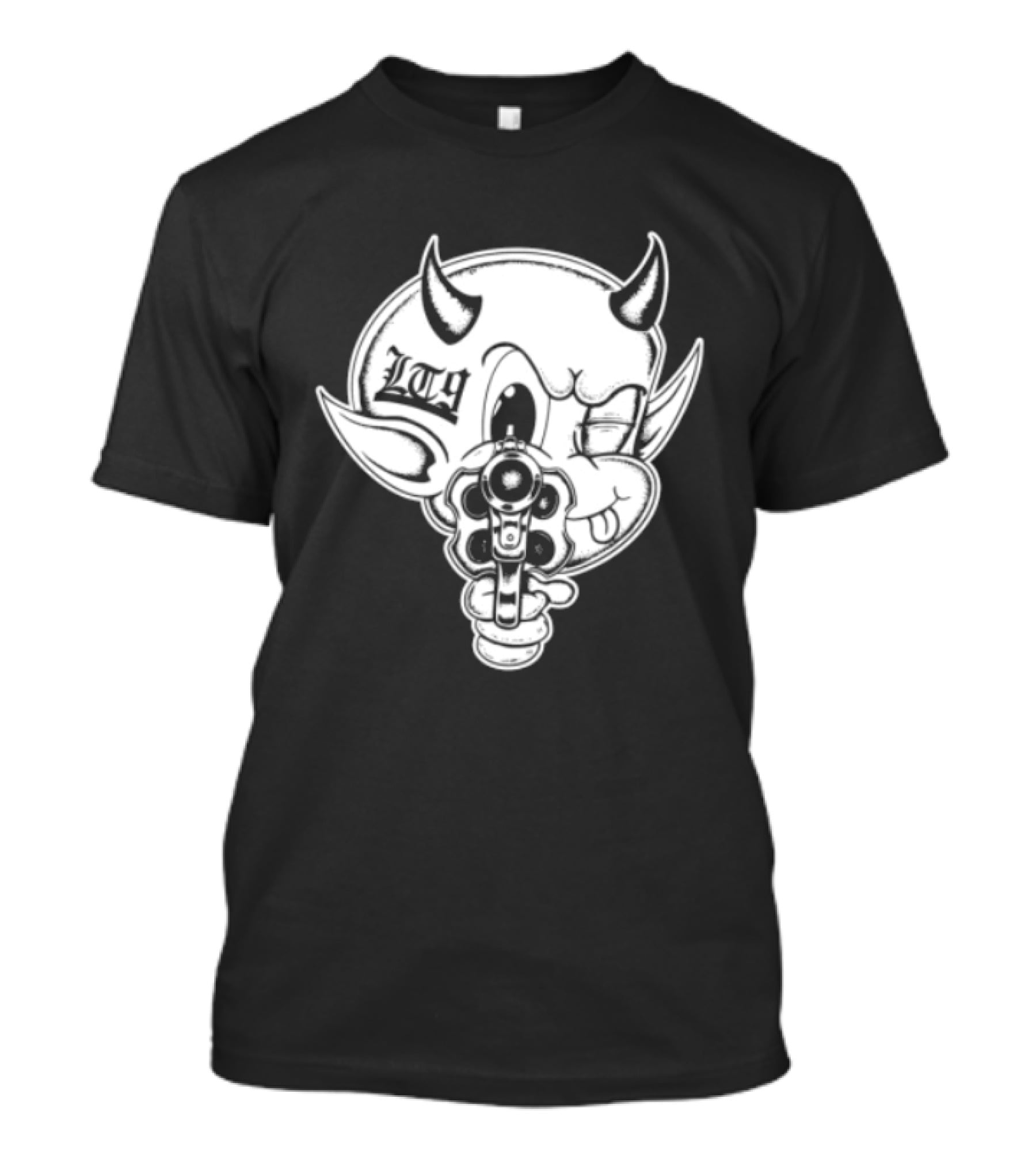 Loadthanine Store Devil Gun Horns Mask T-Shirt