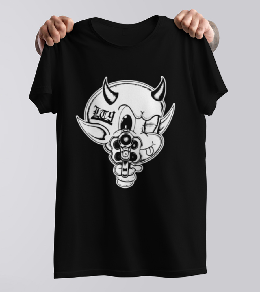 Loadthanine Store Devil Gun Horns Mask T-Shirt