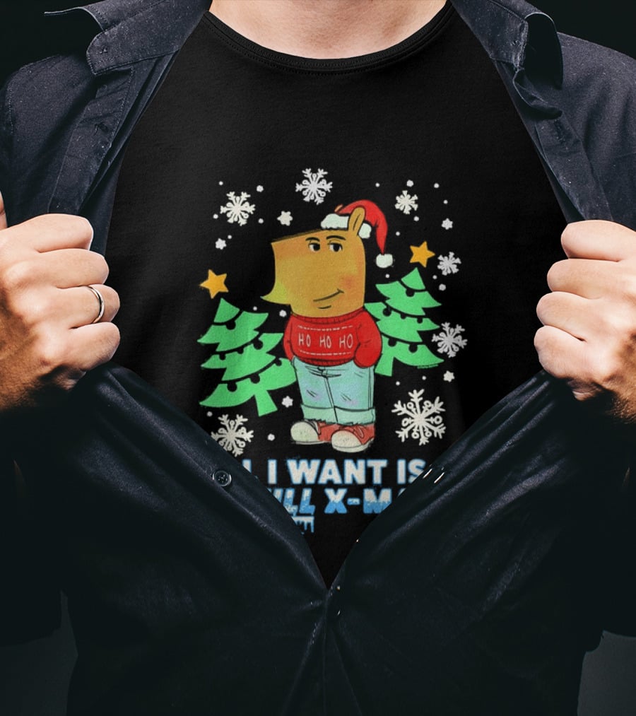All I Want Is A Chill XMAS Ho Ho Ho Snowflakes Christmas Trees T-Shirt