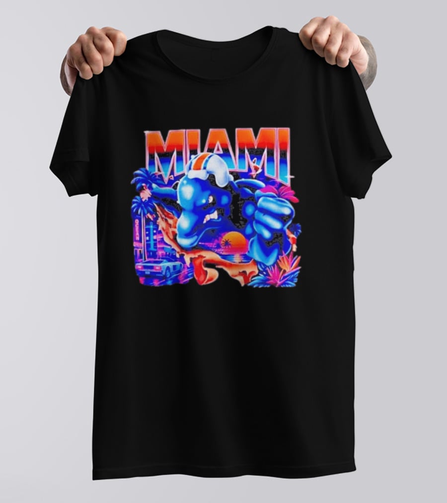 Miami Dolphins Rare Nutmeg Vintage Neon Miami Vice T-Shirt