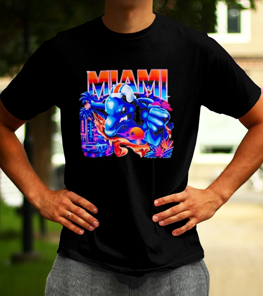 Miami Dolphins Rare Nutmeg Vintage Neon Miami Vice T-Shirt